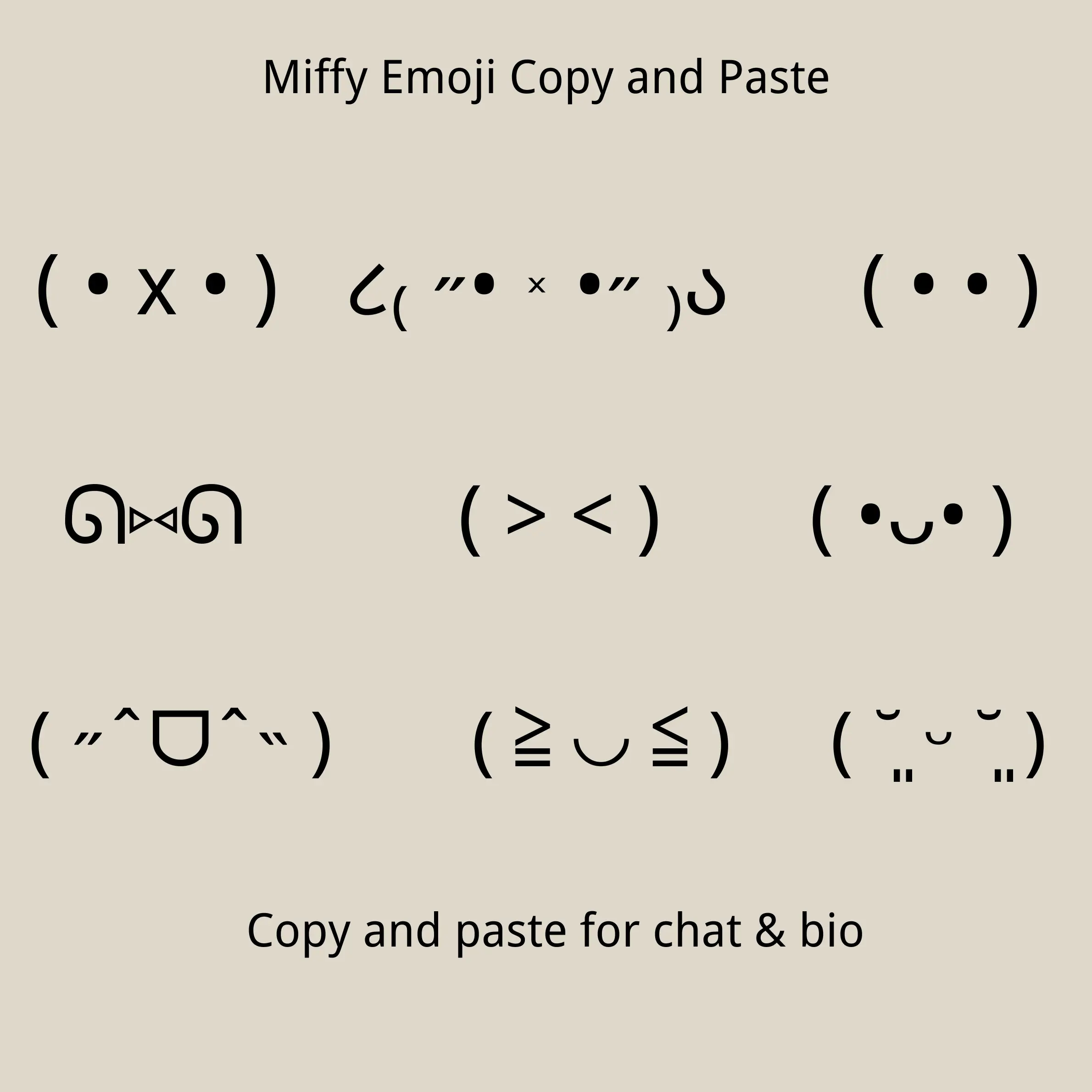 Cute miffy emoji collage showing multiple miffy emoji copy and paste examples for chat and bio